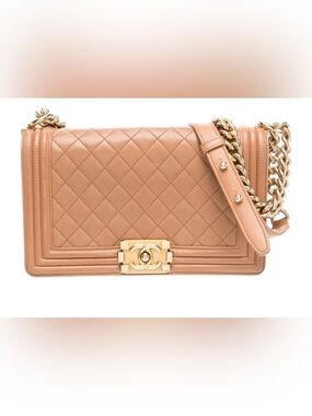 Chanel Boy Quilted Leather Shoulder Bag in Nude Beige